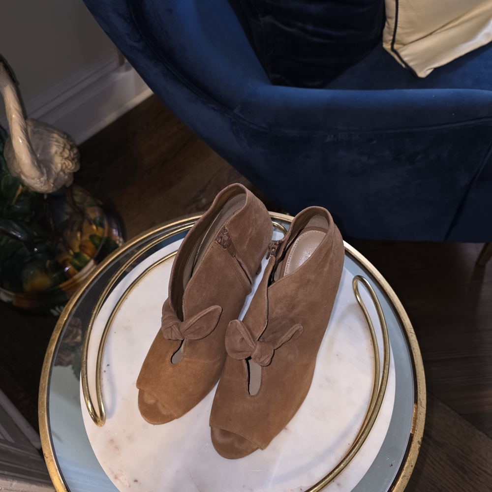 Michael Kors Tan Peep-Toe Heeled Boots